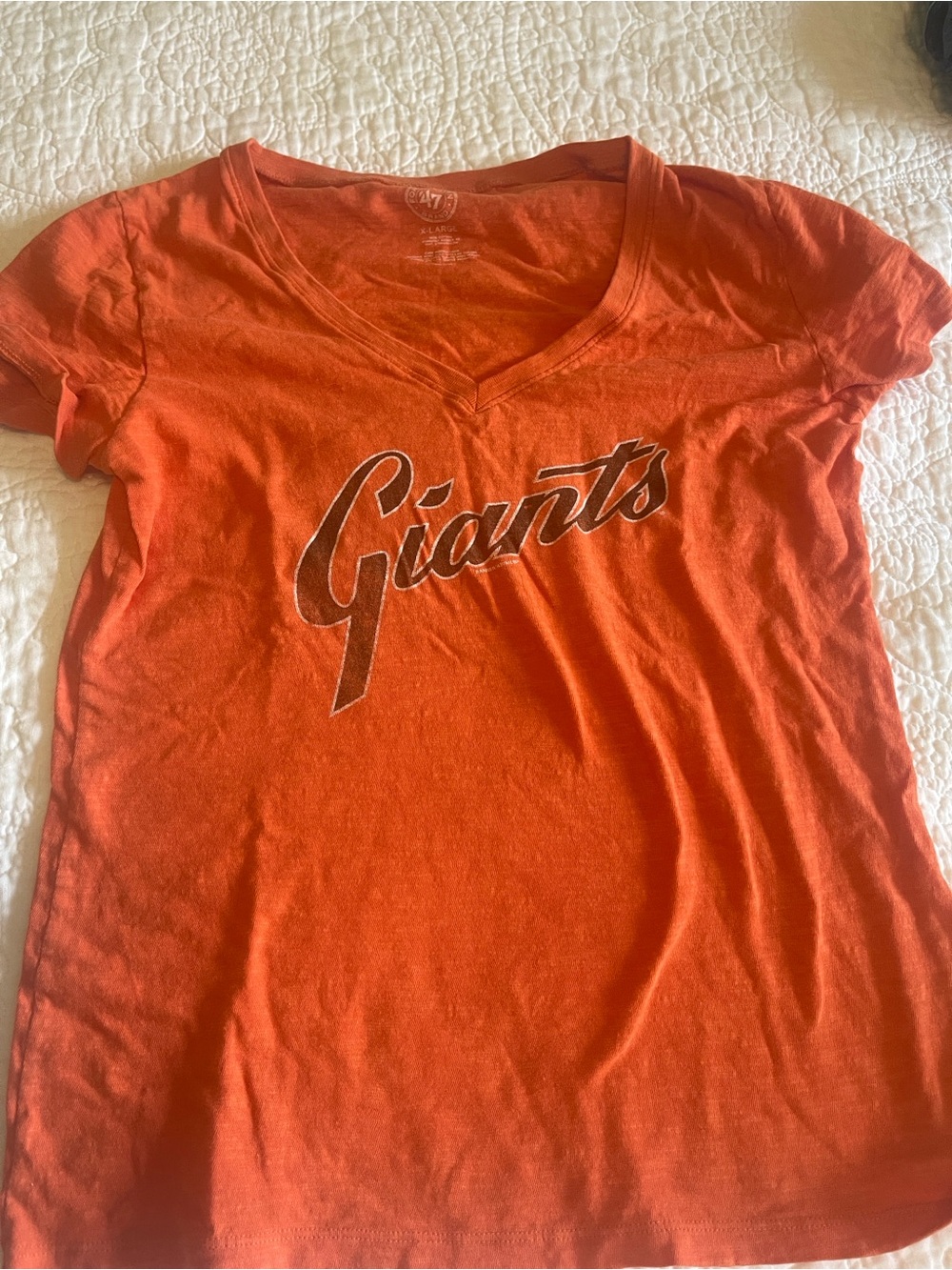 47 Brand Orange V-Neck 'Giants' Women's Tee